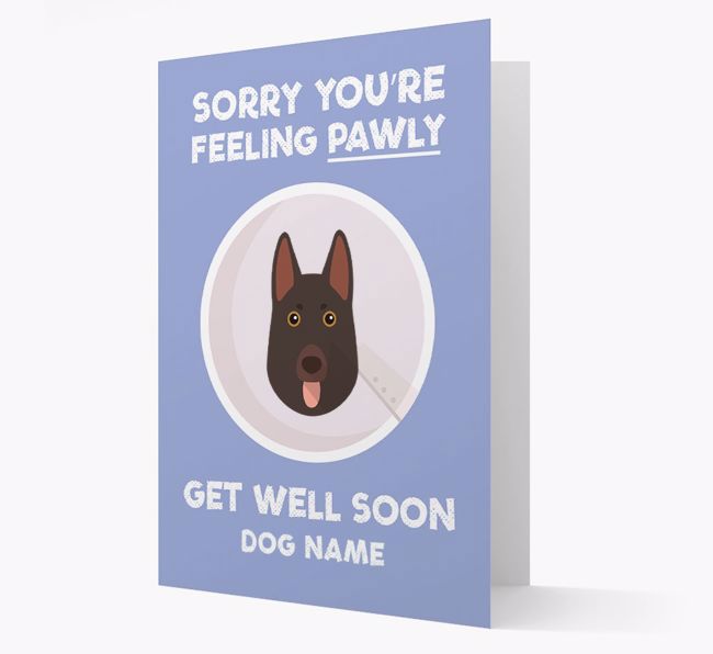 Personalised 'Sorry you're feeling pawly, get well soon {dogsName}' Card